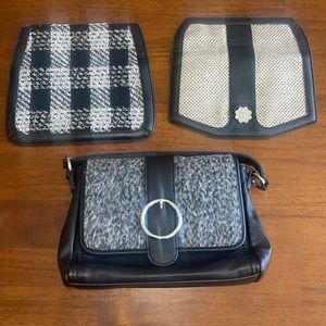 Magnolia and Vine Versa Handbag with three MAGNETIC Flaps - Black and Gray